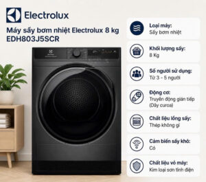 Máy Sấy Quần Áo Electrolux EDH803J5SCR Inverter 8Kg