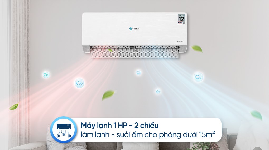 Điều hòa Casper QH-09IU36A 2 chiều làm mát mùa hè, sưởi ấm tiện lợi mùa đông