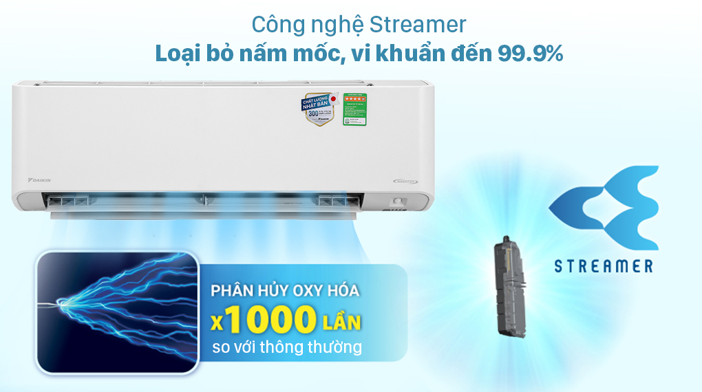 Điều hòa Daikin FTKZ35VVMV 12000BTU thanh lọc không khí hiệu quả, mang đến không gian sống trong lành