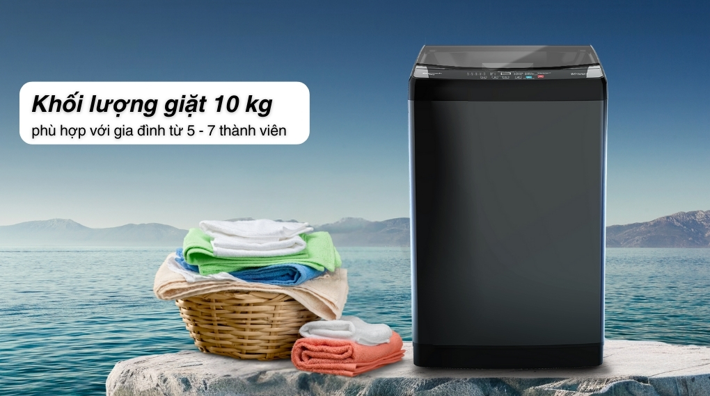 Máy giặt Casper WT-10NB3 khối lượng giặt 10kg rộng rãi, đáp ứng nhu cầu gia đình đông người