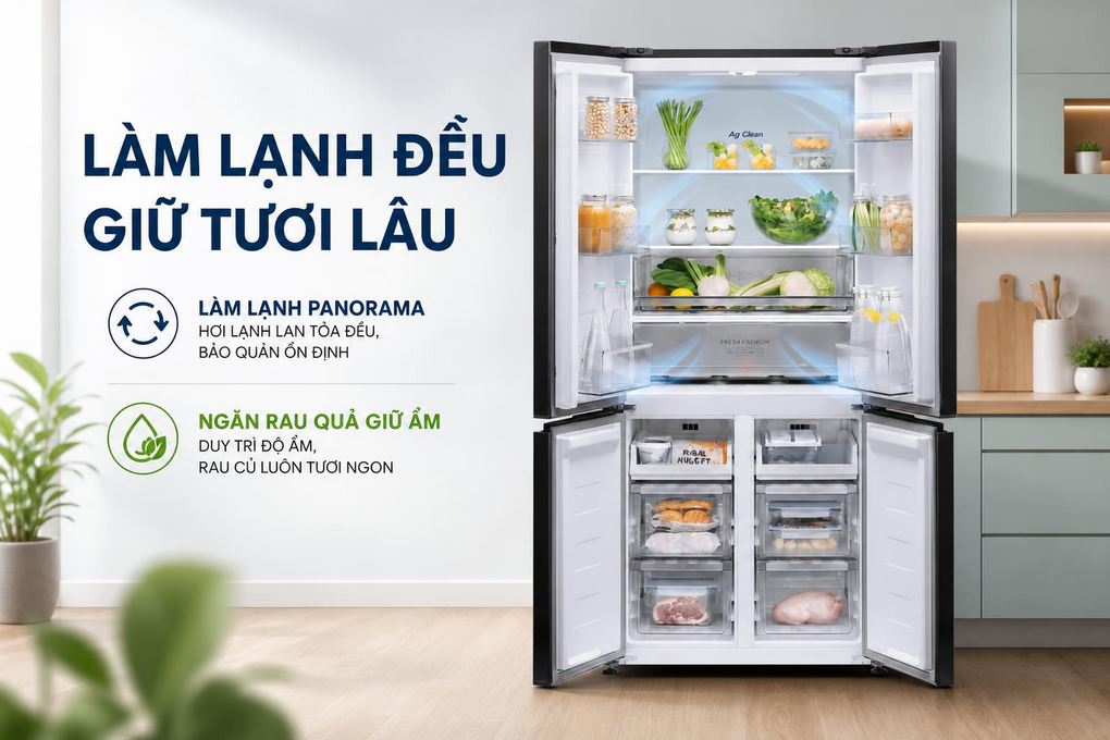 Đánh giá khả năng bảo quản thực phẩm của tủ lạnh Panasonic NR-XZ550CWKV 487 Lít